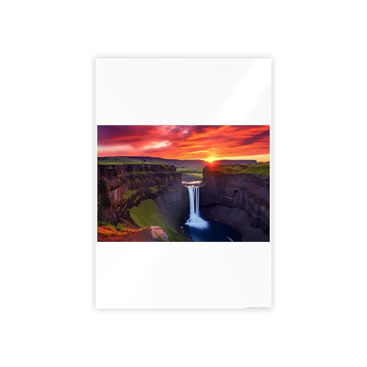 TEST Vibrant Landscape Gloss Poster - Sunset Waterfall Art Print (= Effet XXL Stickers= Poster à cller ?) - Art Cocoon