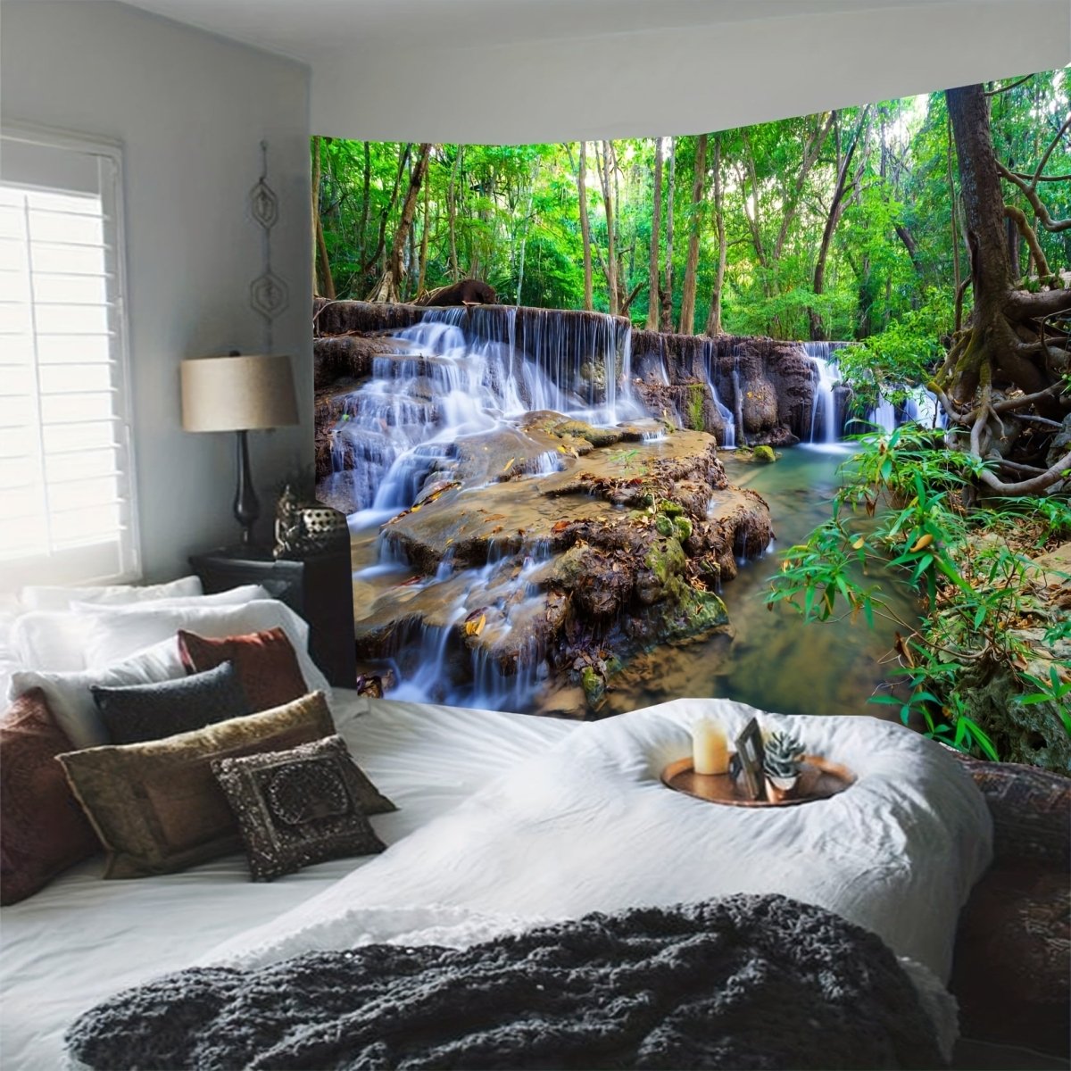 1pc Forêt Imprimer Tapisserie, Mur Suspendu Pêche Peau Tapisserie Pour Salon Chambre Dortoir Décor Maison Décor, Avec Gratuit Installation Paquet - Art Cocoon