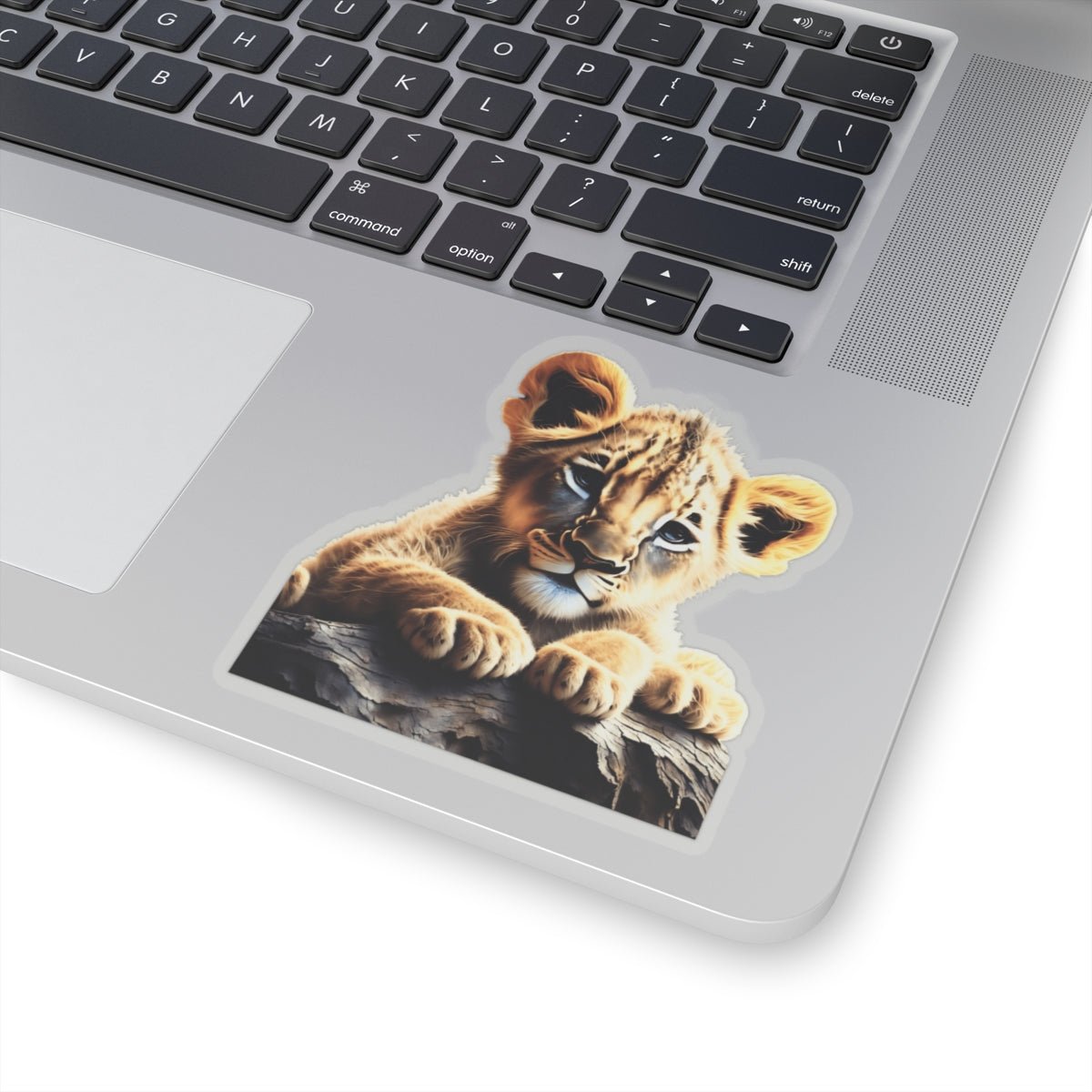 Adorable Lion Cub Kiss - Cut Stickers, Cute Animal Decor, Laptop Stickers, Children's Gift, Jungle Theme, Nature Lovers - Art Cocoon
