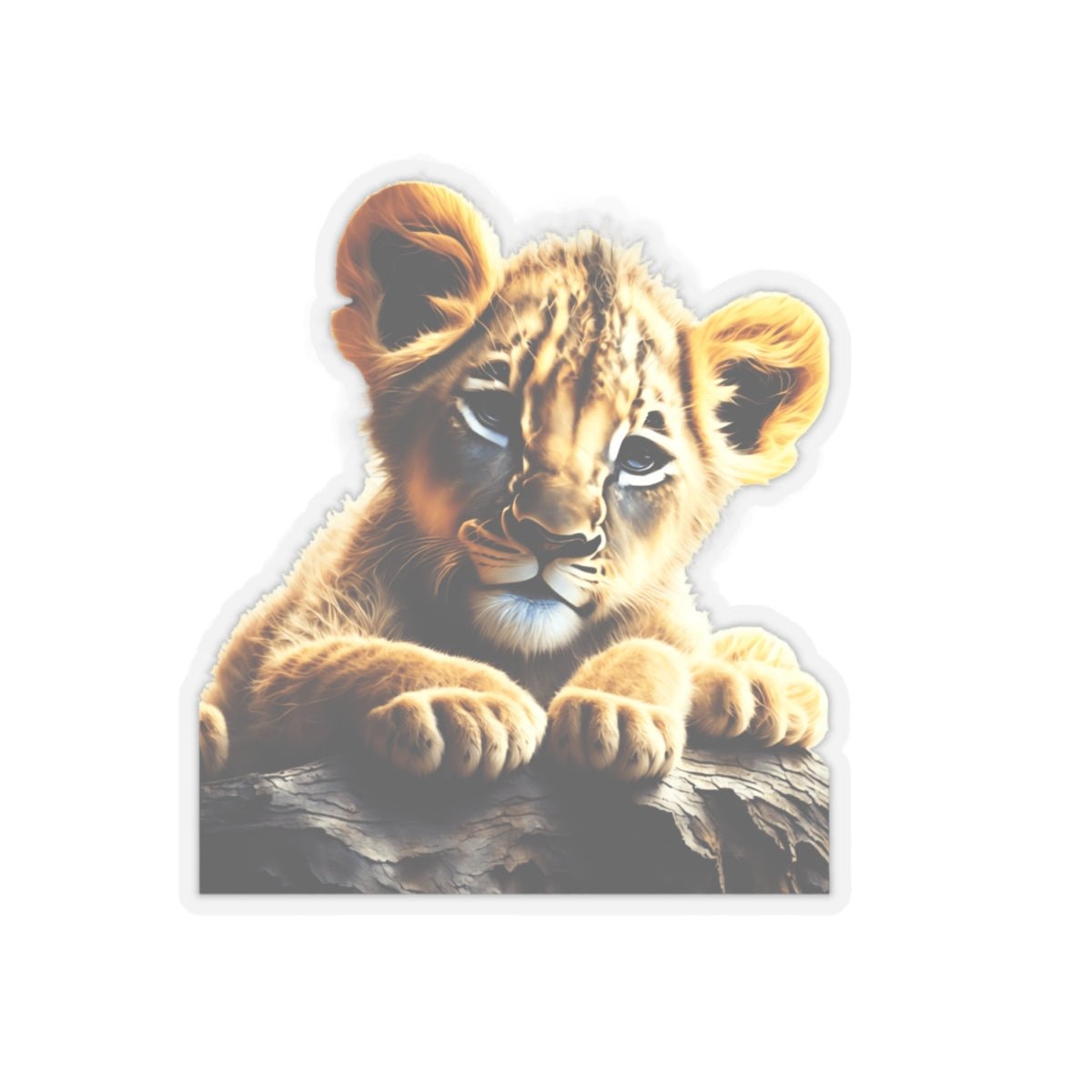 Adorable Lion Cub Kiss - Cut Stickers, Cute Animal Decor, Laptop Stickers, Children's Gift, Jungle Theme, Nature Lovers - Art Cocoon