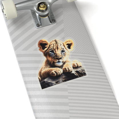 Adorable Lion Cub Kiss - Cut Stickers, Cute Animal Decor, Laptop Stickers, Children's Gift, Jungle Theme, Nature Lovers - Art Cocoon