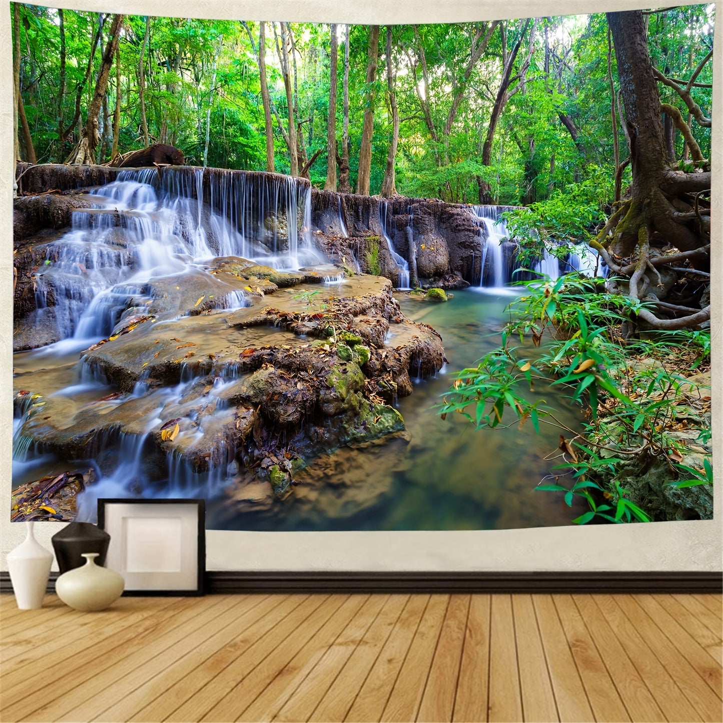 1pc Forêt Imprimer Tapisserie, Mur Suspendu Pêche Peau Tapisserie Pour Salon Chambre Dortoir Décor Maison Décor, Avec Gratuit Installation Paquet