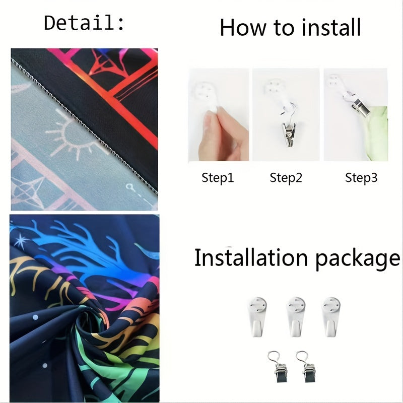 1pc Forêt Imprimer Tapisserie, Mur Suspendu Pêche Peau Tapisserie Pour Salon Chambre Dortoir Décor Maison Décor, Avec Gratuit Installation Paquet