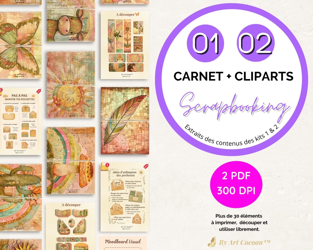 [Produit numérique] Pack Boho Chic – Fonds & Cliparts créatifs + 2 bonus à imprimer - Art Cocoon