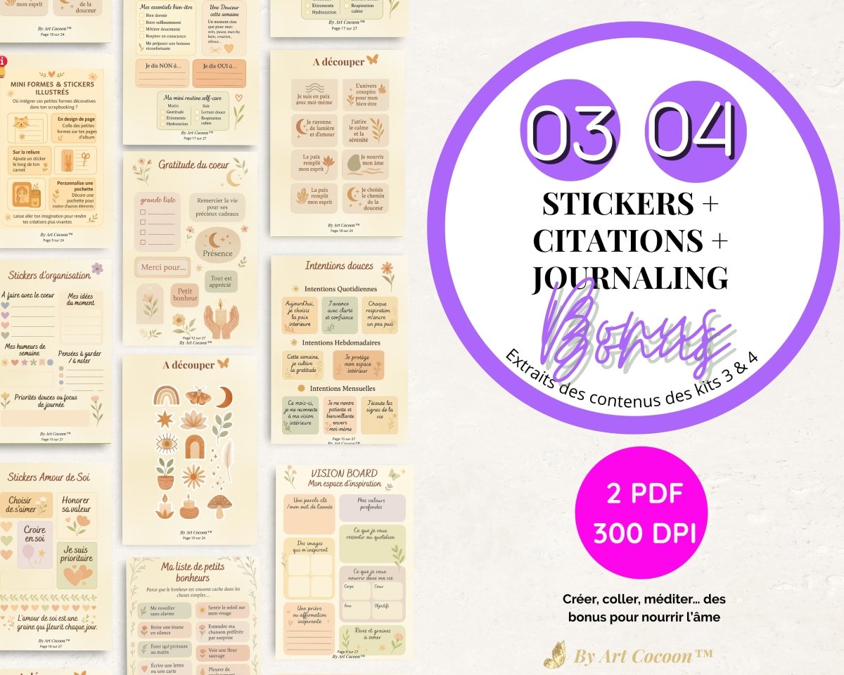 [Produit numérique] Pack Boho Chic – Fonds & Cliparts créatifs + 2 bonus à imprimer - Art Cocoon