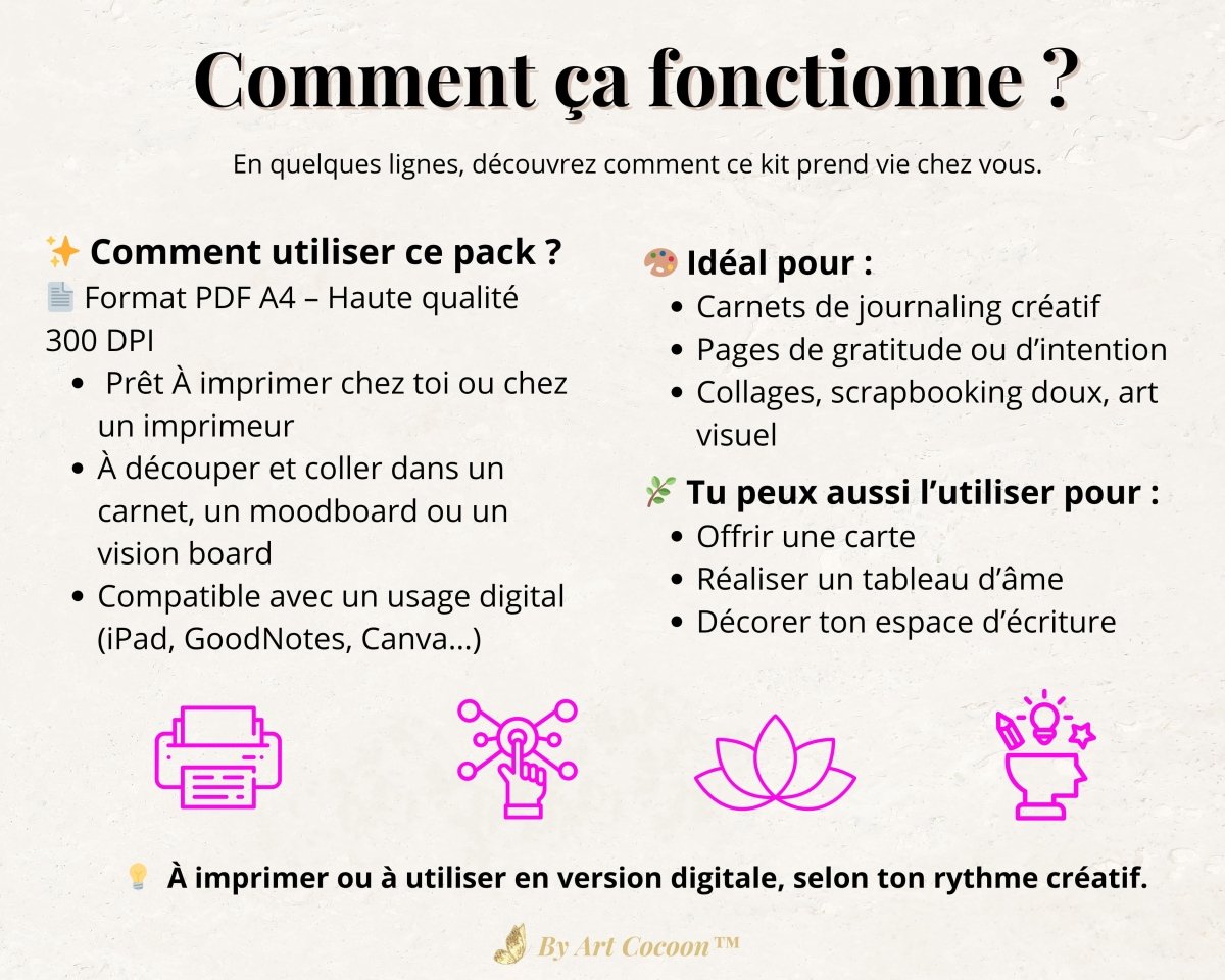 [Produit numérique] Pack Boho Chic – Fonds & Cliparts créatifs + 2 bonus à imprimer - Art Cocoon