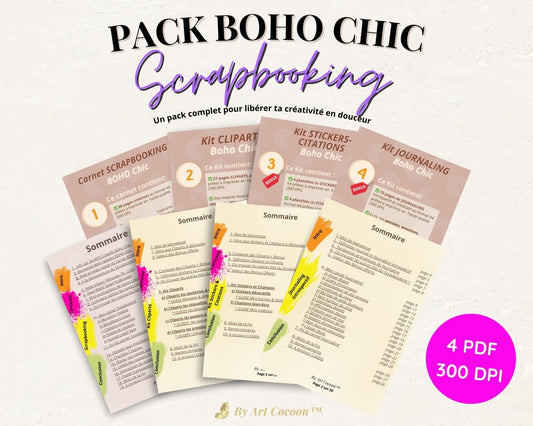 [Produit numérique] Pack Boho Chic – Fonds & Cliparts créatifs + 2 bonus à imprimer - Art Cocoon