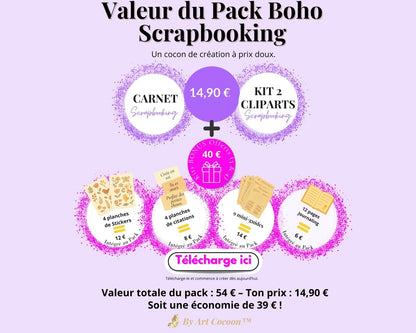 [Produit numérique] Pack Boho Chic – Fonds & Cliparts créatifs + 2 bonus à imprimer - Art Cocoon