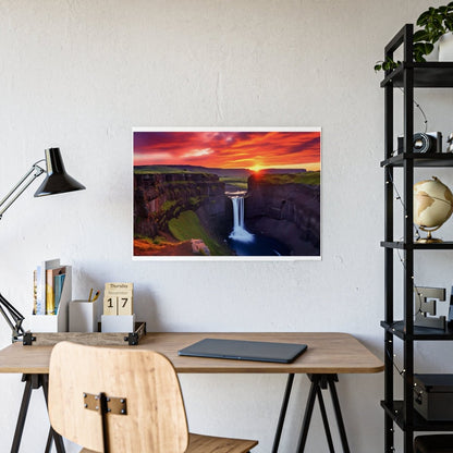 TEST Vibrant Landscape Gloss Poster - Sunset Waterfall Art Print (= Effet XXL Stickers= Poster à cller ?) - Art Cocoon