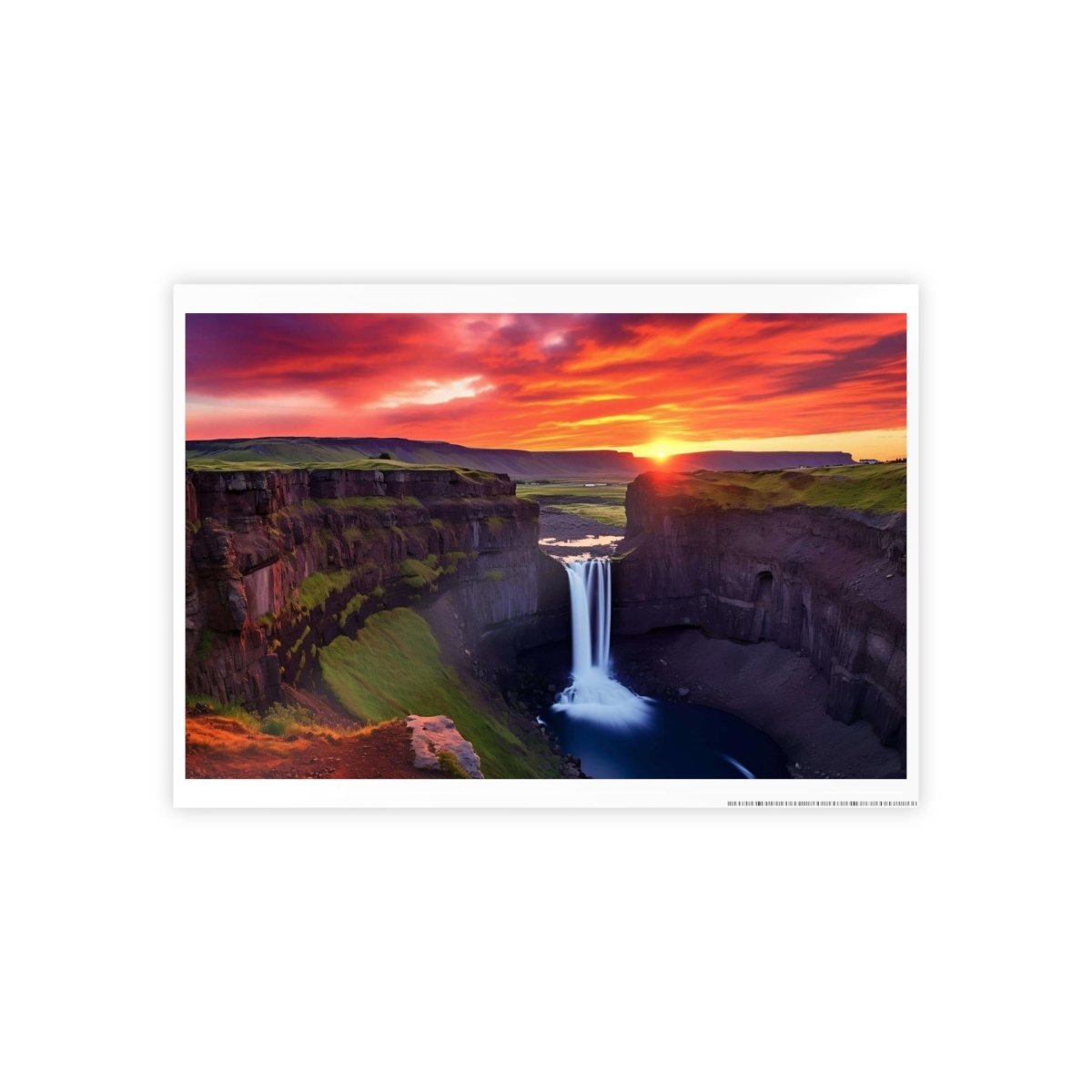 TEST Vibrant Landscape Gloss Poster - Sunset Waterfall Art Print (= Effet XXL Stickers= Poster à cller ?) - Art Cocoon