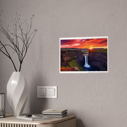 TEST Vibrant Landscape Gloss Poster - Sunset Waterfall Art Print (= Effet XXL Stickers= Poster à cller ?) - Art Cocoon