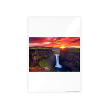 TEST Vibrant Landscape Gloss Poster - Sunset Waterfall Art Print (= Effet XXL Stickers= Poster à cller ?) - Art Cocoon