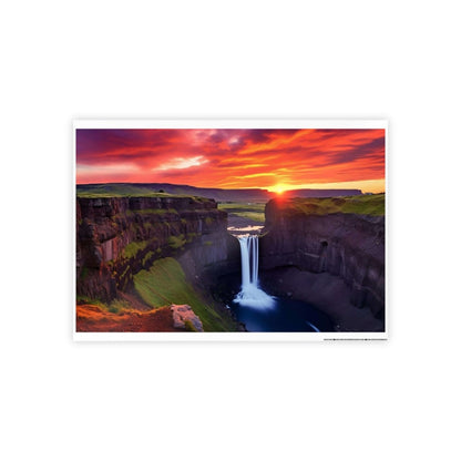 TEST Vibrant Landscape Gloss Poster - Sunset Waterfall Art Print (= Effet XXL Stickers= Poster à cller ?) - Art Cocoon